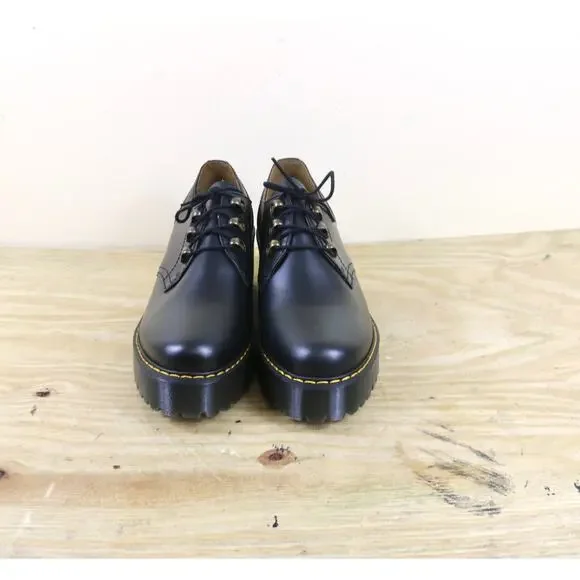 New Doc Dr Martens Shoes Womens 9 Black Leather Leona LO Oxfords - Picture 2 of 6